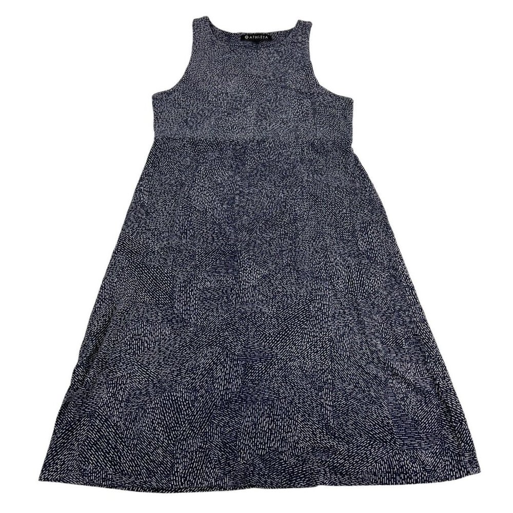 Athleta A-Line Dress Women’s Small Blue White Print Sleeveless Modal Stretch